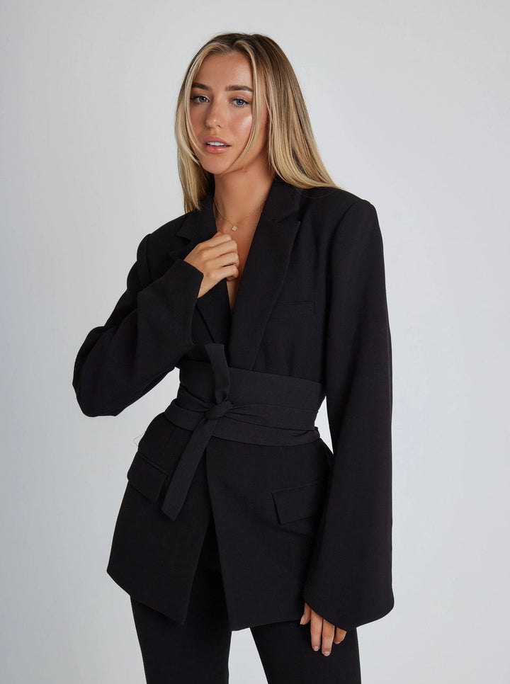 Camille | Chic And Refined Belted Luxe Blazer