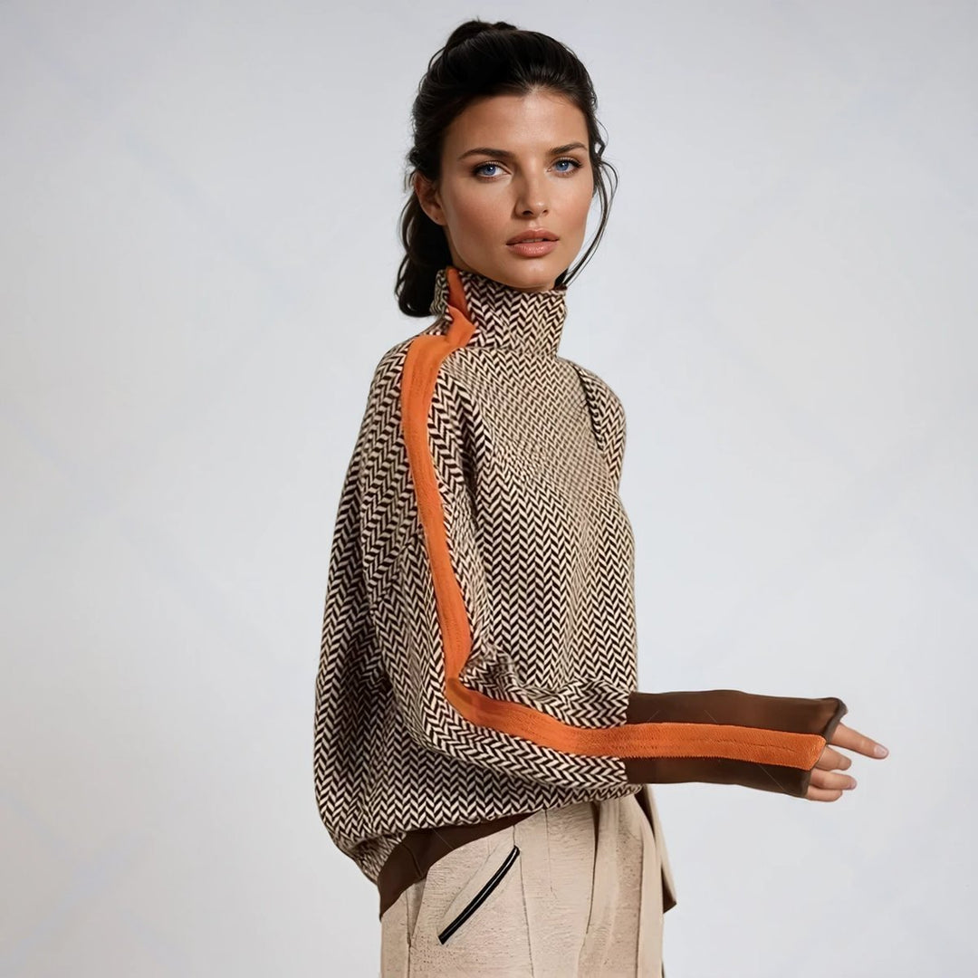 Amelie | Turtleneck Sweater – Oversized Houndstooth Style