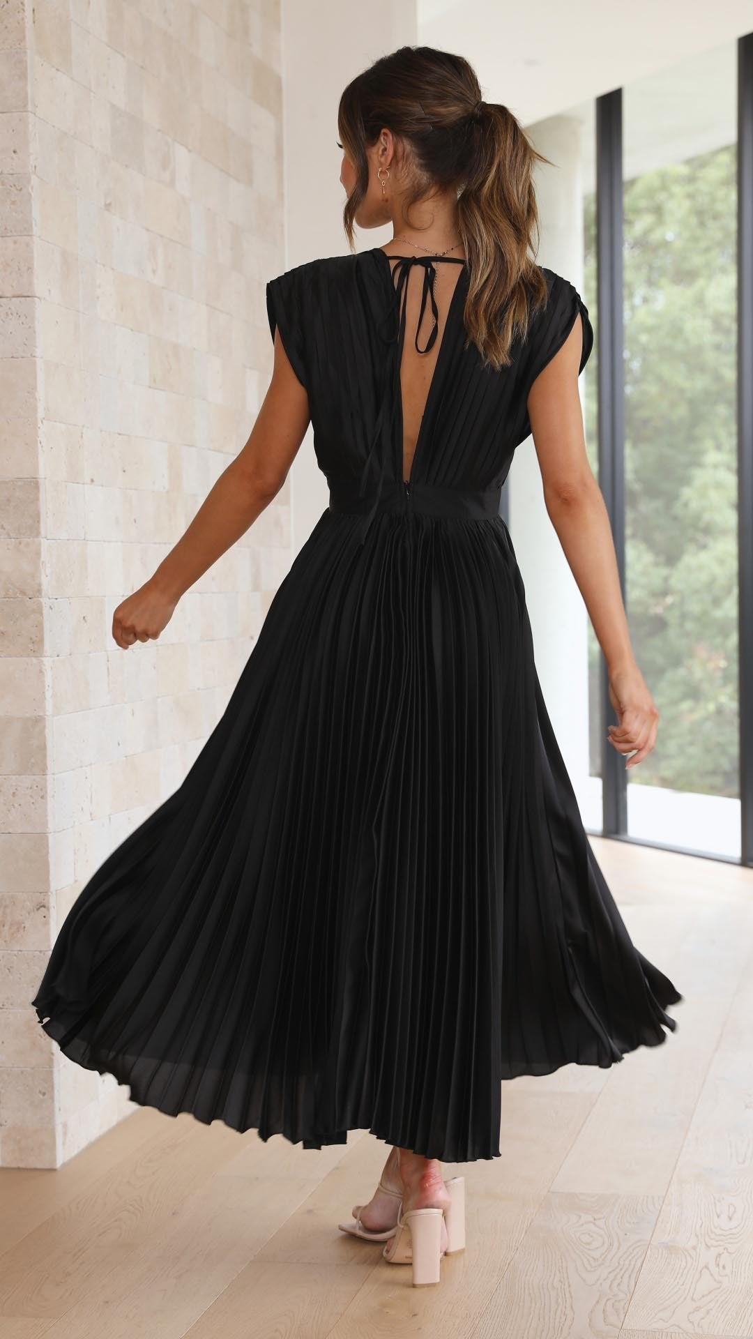 Maria | Pleated Maxi Dress for Wedding Guests