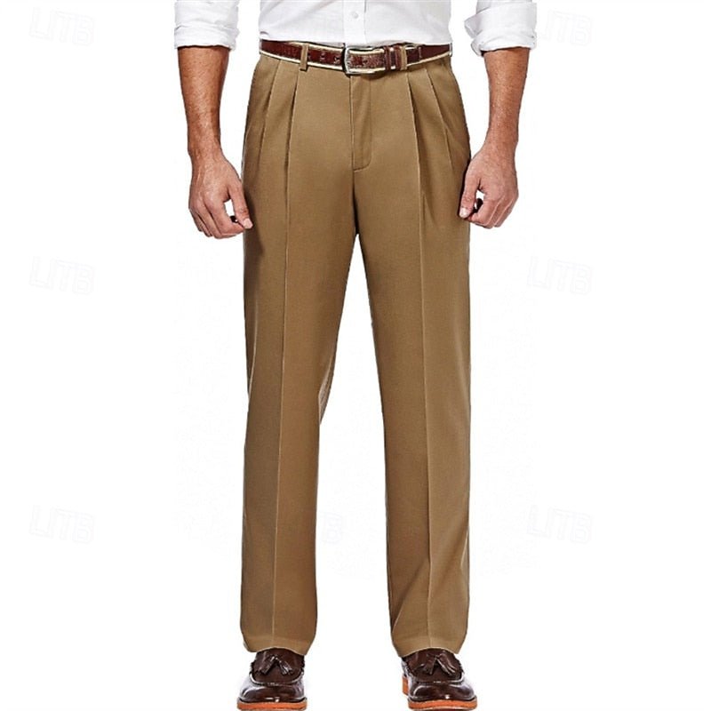 Preston | Pleated Straight-Leg Dress Trousers – Effortless Style for Men