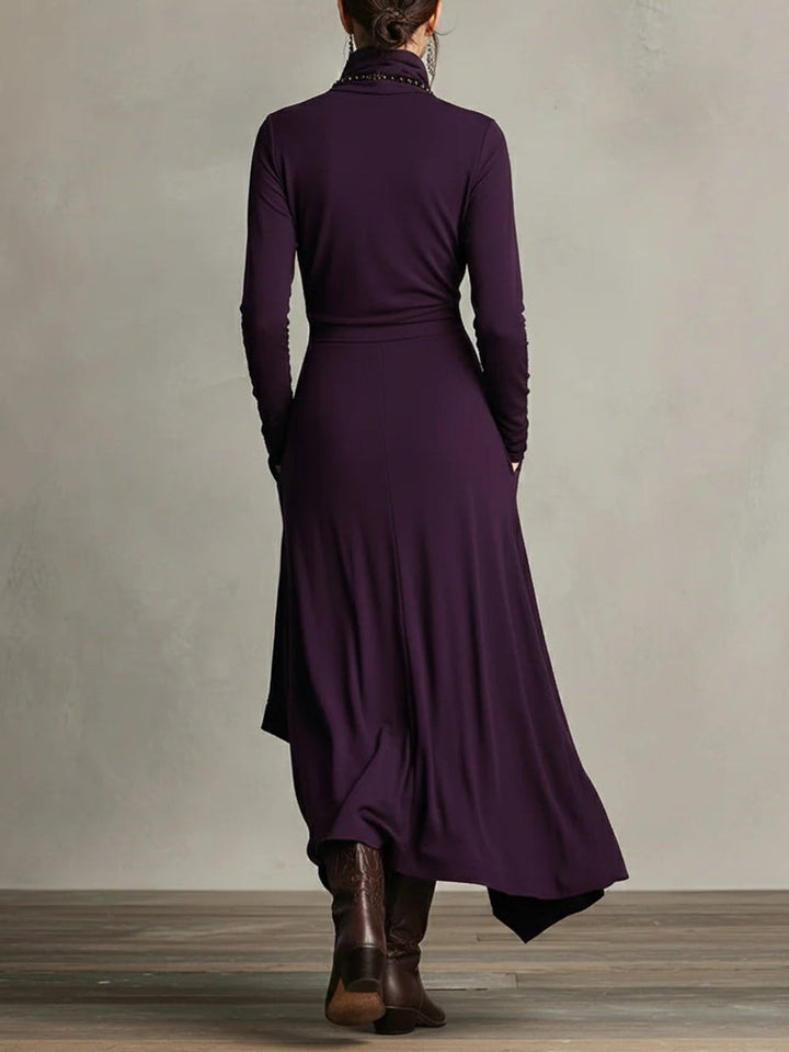 Luisa | Turtleneck Maxi Dress – Elegant Asymmetrical Style