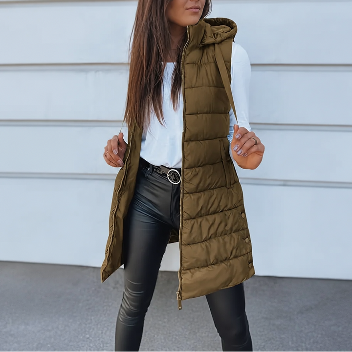 Wearbella | Longline Puffer Vest – Sleek Sleeveless Style for Women