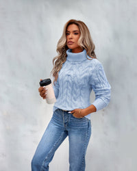 Harper | Eleganter und gemütlicher Zopfmuster-Strickpullover mit Rollkragen