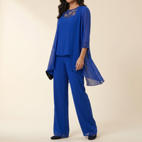 Sabine | Élégant tailleur-pantalon trois pièces en mousseline avec détails en dentelle perlée