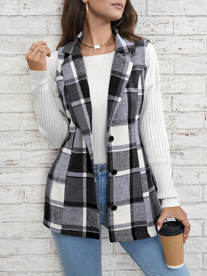 Christin | Gilet elegante e senza tempo a quadri, lungo