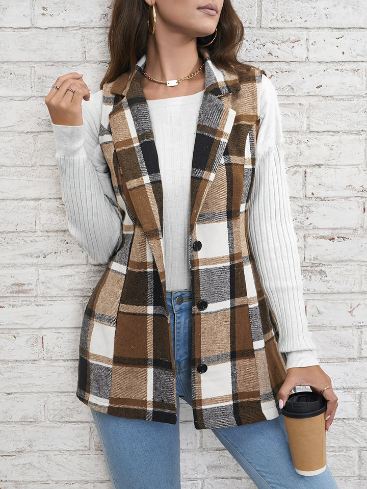 Christin | Gilet elegante e senza tempo a quadri, lungo