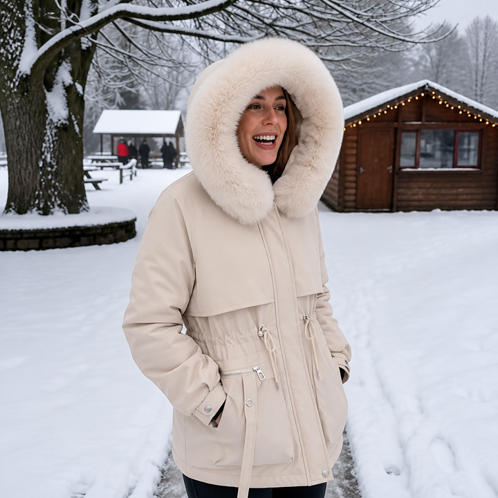 Duvella | Puffer Coat – Faux Fur Hood Double-Layered Insulation for Women