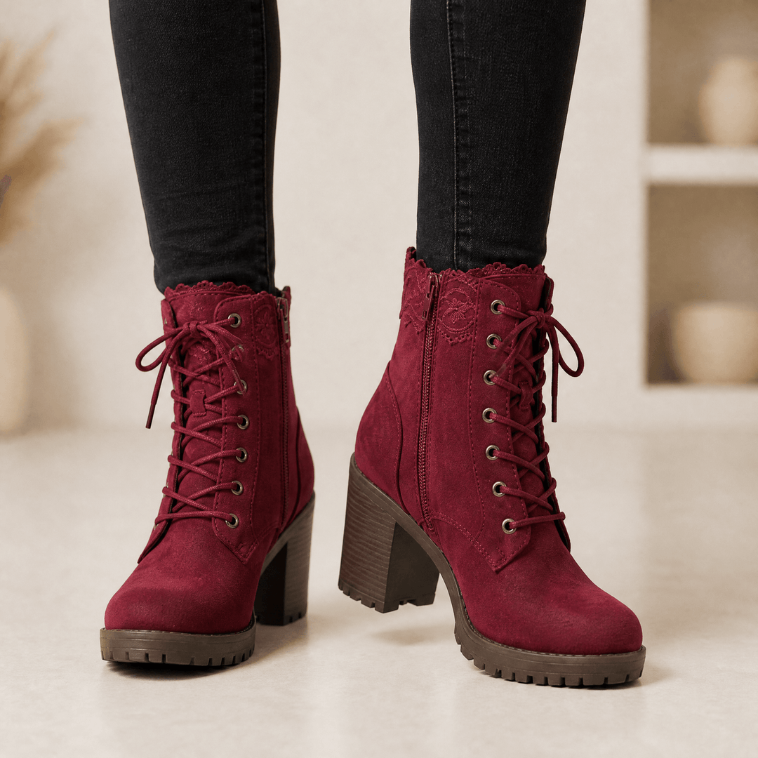 Lacelle | Suede Ankle Boots – Romantic Lace Trim for Women