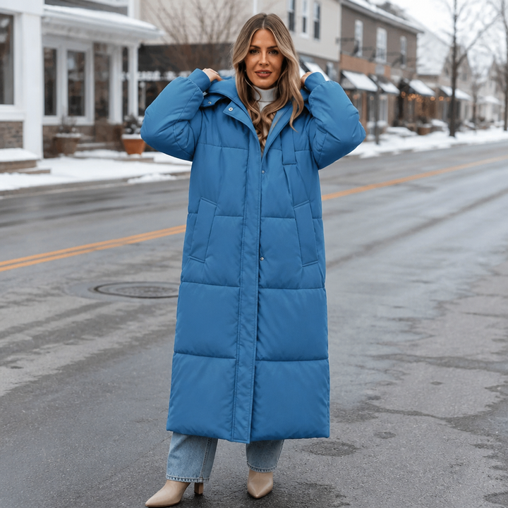 Wearbella | Long Hooded Puffer Coat – Stylish & Warm for Women