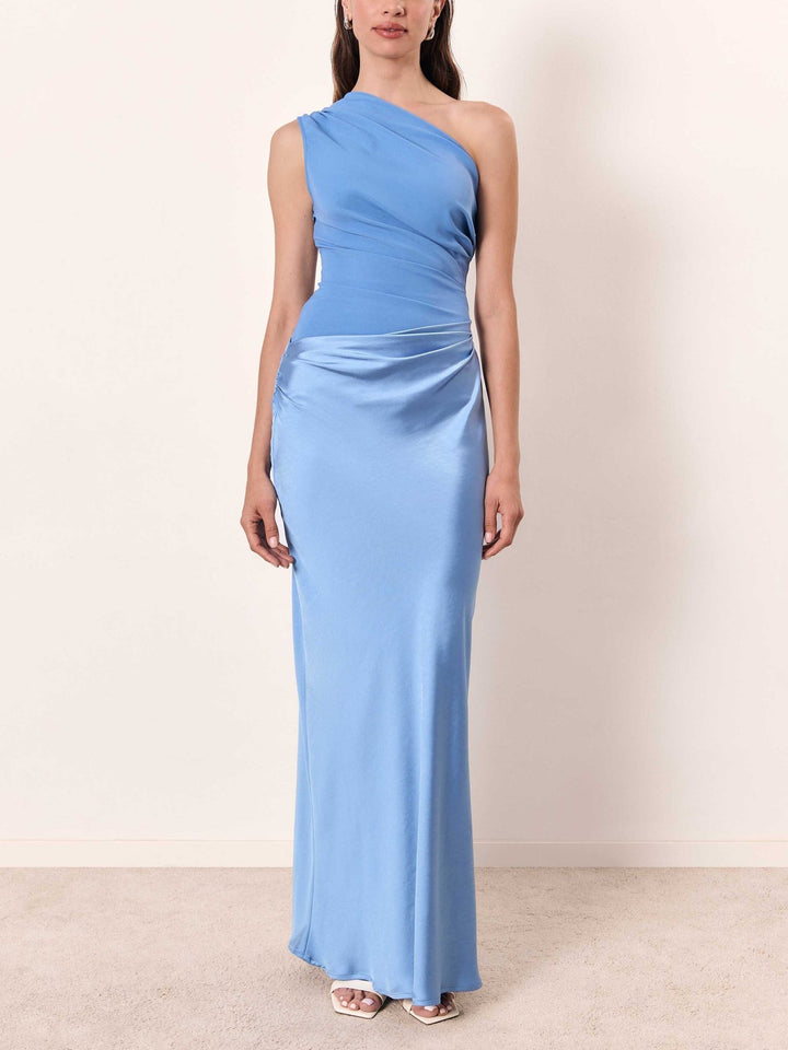 Anita | Maxi Dress – Pleated One-Shoulder Elegant Style for Women