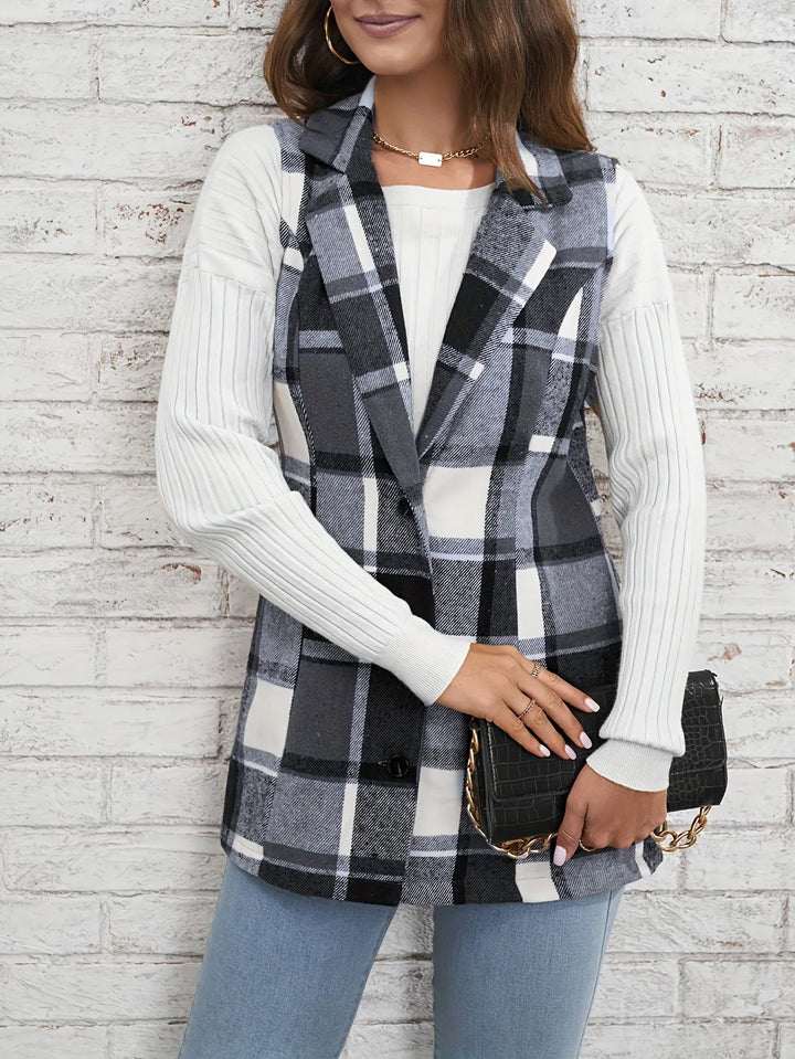 Christin | Gilet elegante e senza tempo a quadri, lungo