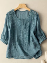 Emma | Elegante Bluse mit Stickerei und Rundhalsausschnitt