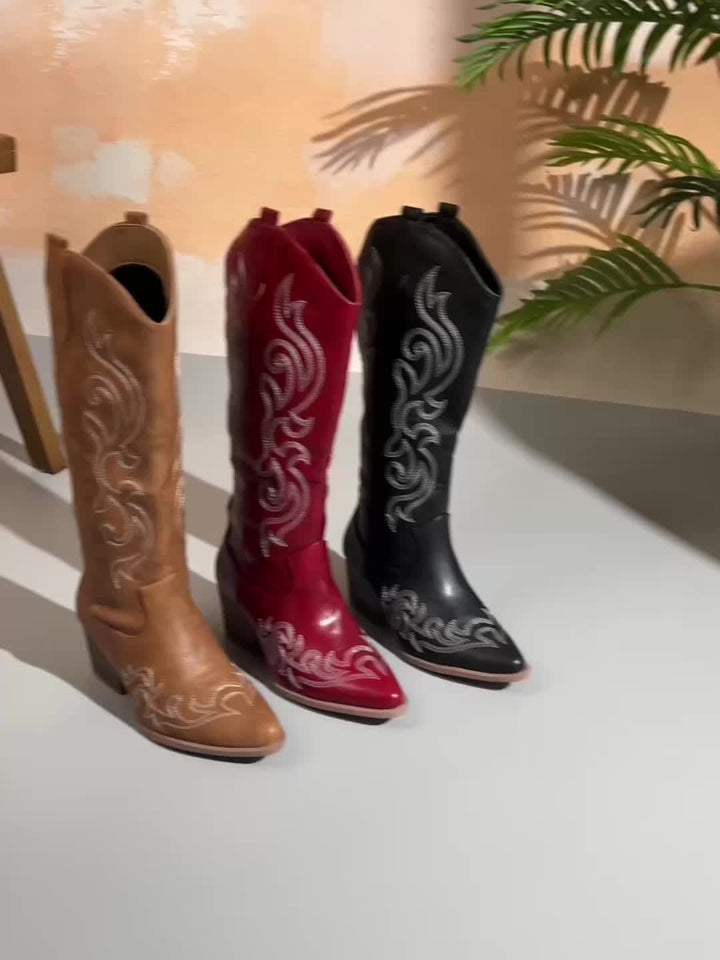Stella | Elegant and Timeless Wide-Calf Cowboy Boots