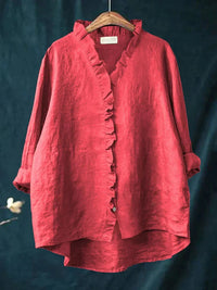 Maya | Elegante und stilvolle Bluse mit Rüschen und V-Ausschnitt