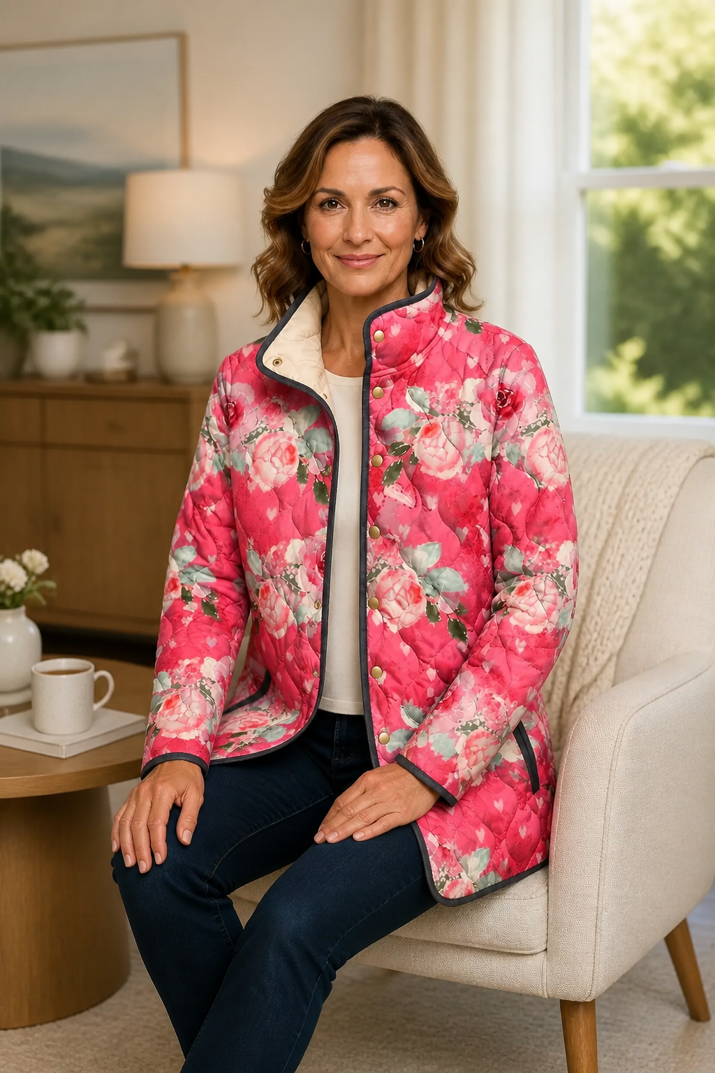Wearbella | Floral Print Quilted Puffer Jacket