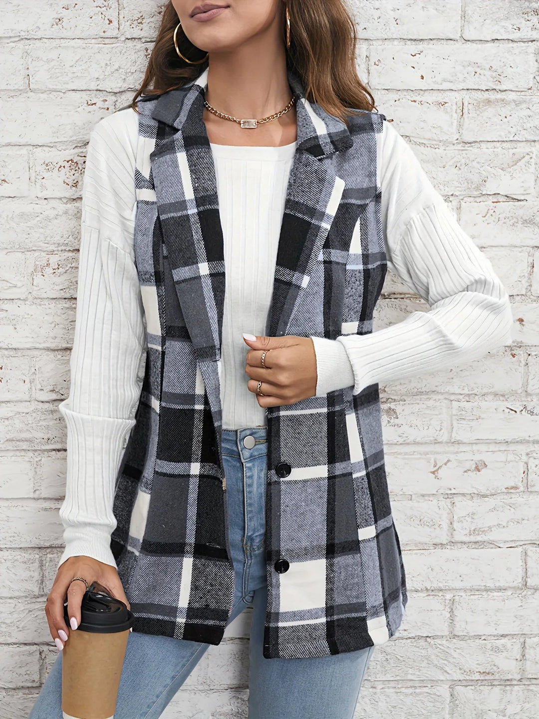 Christin | Gilet elegante e senza tempo a quadri, lungo