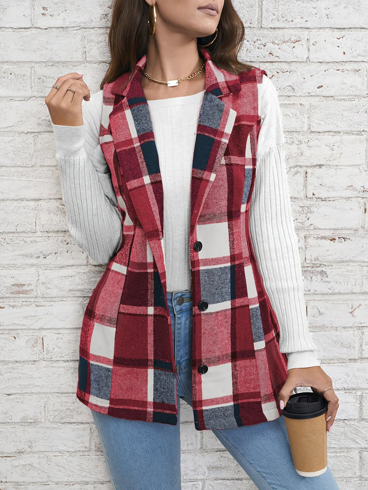 Christin | Gilet elegante e senza tempo a quadri, lungo