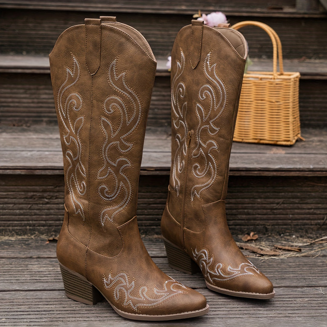Stella | Elegant and Timeless Wide-Calf Cowboy Boots