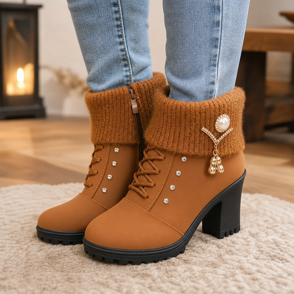 Wearbella | Fur-Lined Block Heel Boots – Cozy and Chic Design for Women
