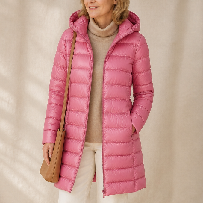 Veluna | Long Quilted Puffer Coat – Lightweight Warmth for Women