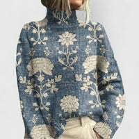 Sophia | Gemütlicher und bequemer Pullover mit Blumenmuster und Rollkragen