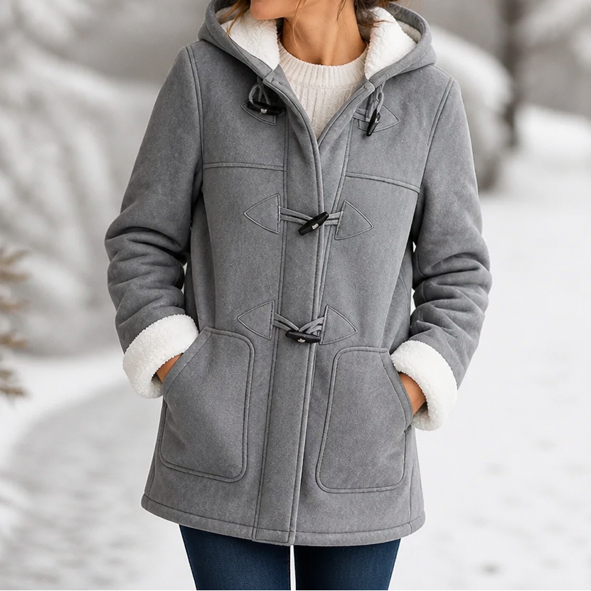 Plushbelle | Faux Shearling Hooded Winter Coat – Warm and Stylish