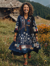 Harper | Kunstvoll besticktes, legeres Midikleid