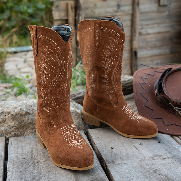 Camille | Bottes de cowboy western classiques à tige large et surpiqûres
