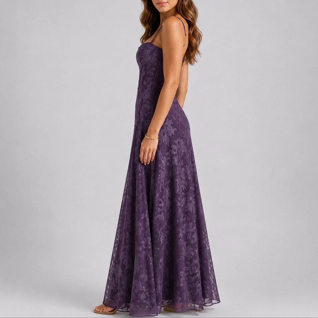 Emma | Bequemes florales Korsett-Maxikleid für eine Herbsthochzeit
