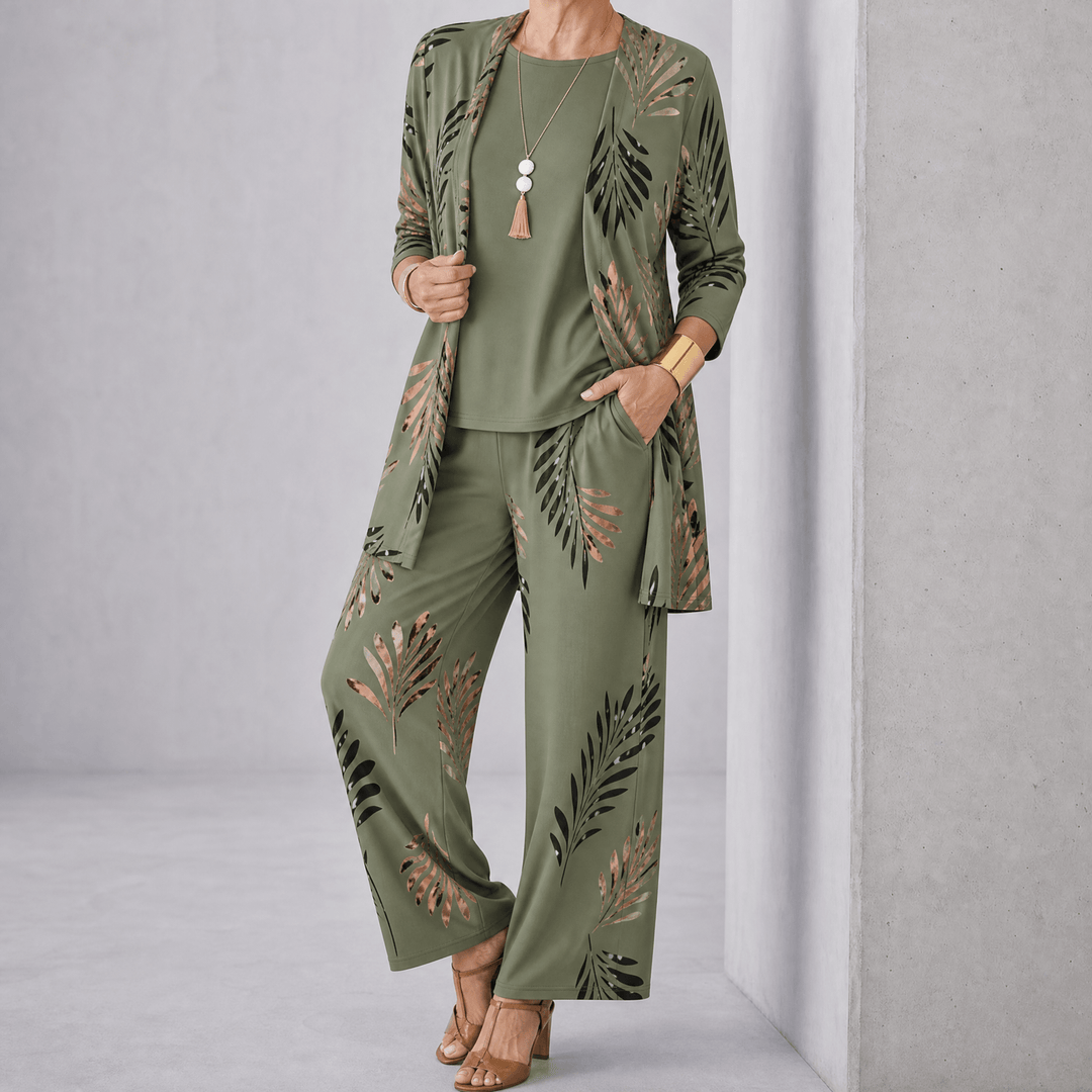 Trielle | Wide-Leg Pantsuit Set – Elegant 3-Piece Outfit for Women
