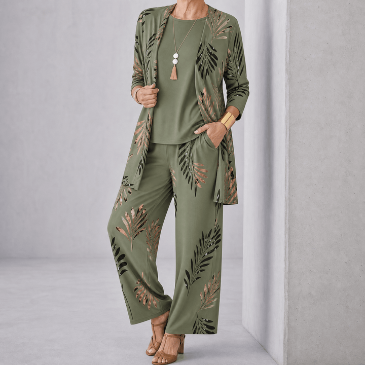 Trielle | Wide-Leg Pantsuit Set – Elegant 3-Piece Outfit for Women