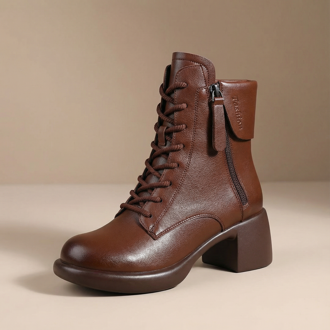 Vintara | Vintage Ankle Boots – Fleece Lined Comfort for Women