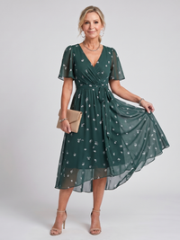 Sophia | Robe midi élégante et tendance à manches volantées
