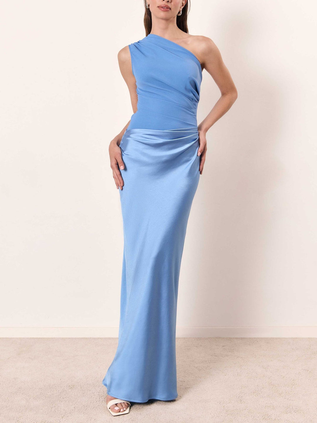 Anita | Maxi Dress – Pleated One-Shoulder Elegant Style for Women