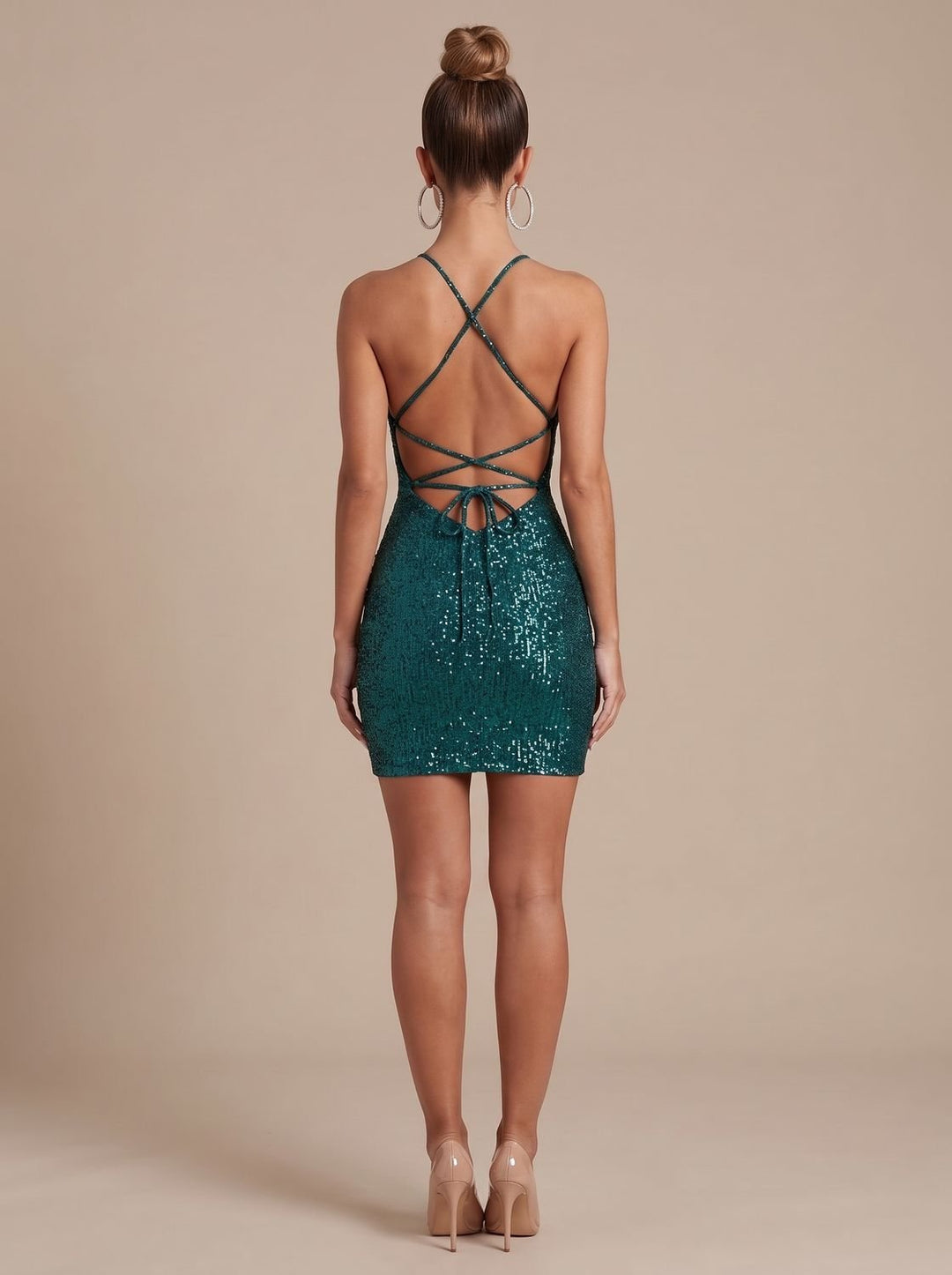 Layla | Sequin Mini Dress – Deep V-Neck Bodycon Style for Women