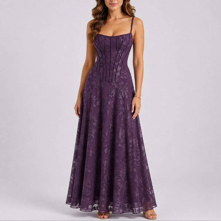 Emma | Bequemes florales Korsett-Maxikleid für eine Herbsthochzeit