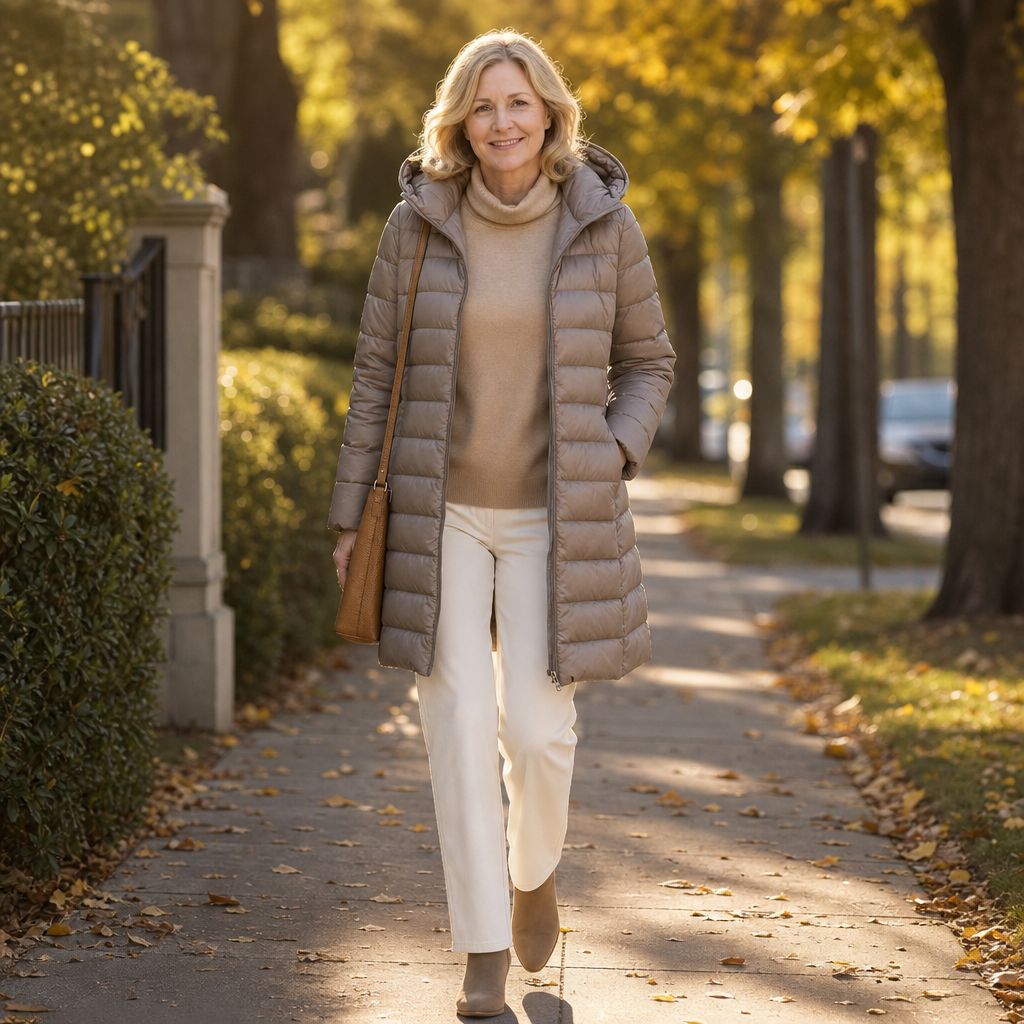 Veluna | Long Quilted Puffer Coat – Lightweight Warmth for Women