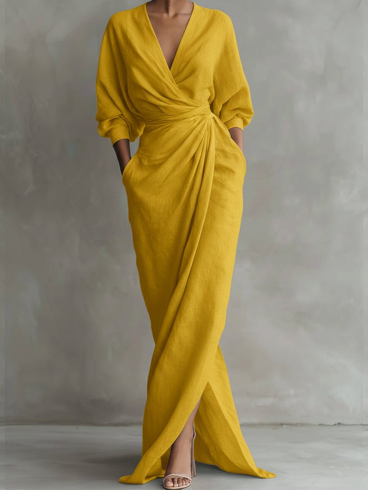 Rosalie | Elegant And Comfortable Long Sleeved Wrap Maxi Dress