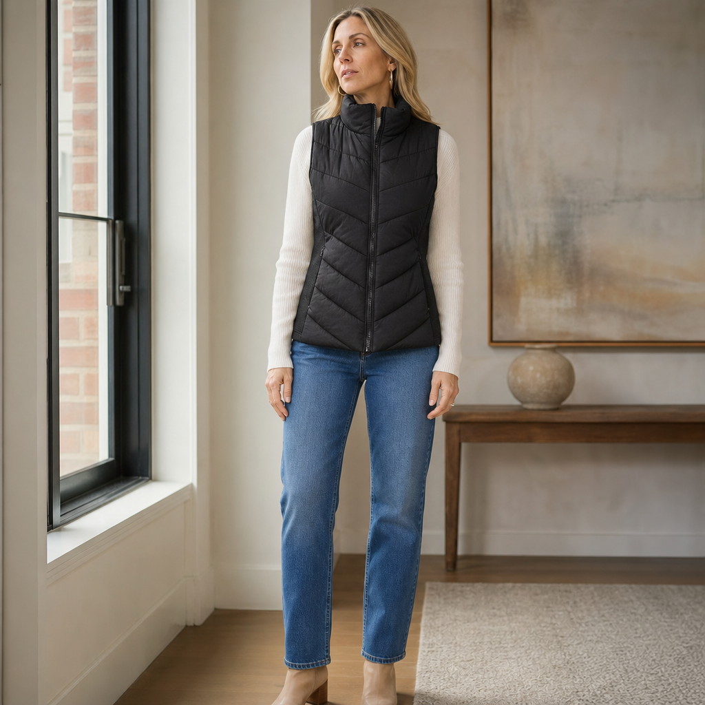 Layerly | Quilted Puffer Vest – Stand Collar Style for Women