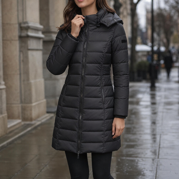 Wearbella | Mid-Length Puffer Jacket for Women with Hood