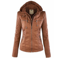 Amelia | Stilvolle und vielseitige Lederjacke mit Kapuze für Damen
