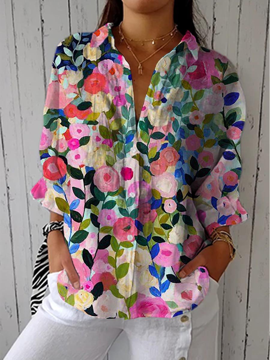 Louise | Floral Canvas Blouse – Effortlessly Stylish Top for Women