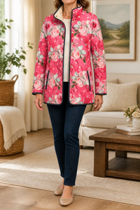 Rosalind | Giacca imbottita trapuntata con stampa floreale elegante e raffinata