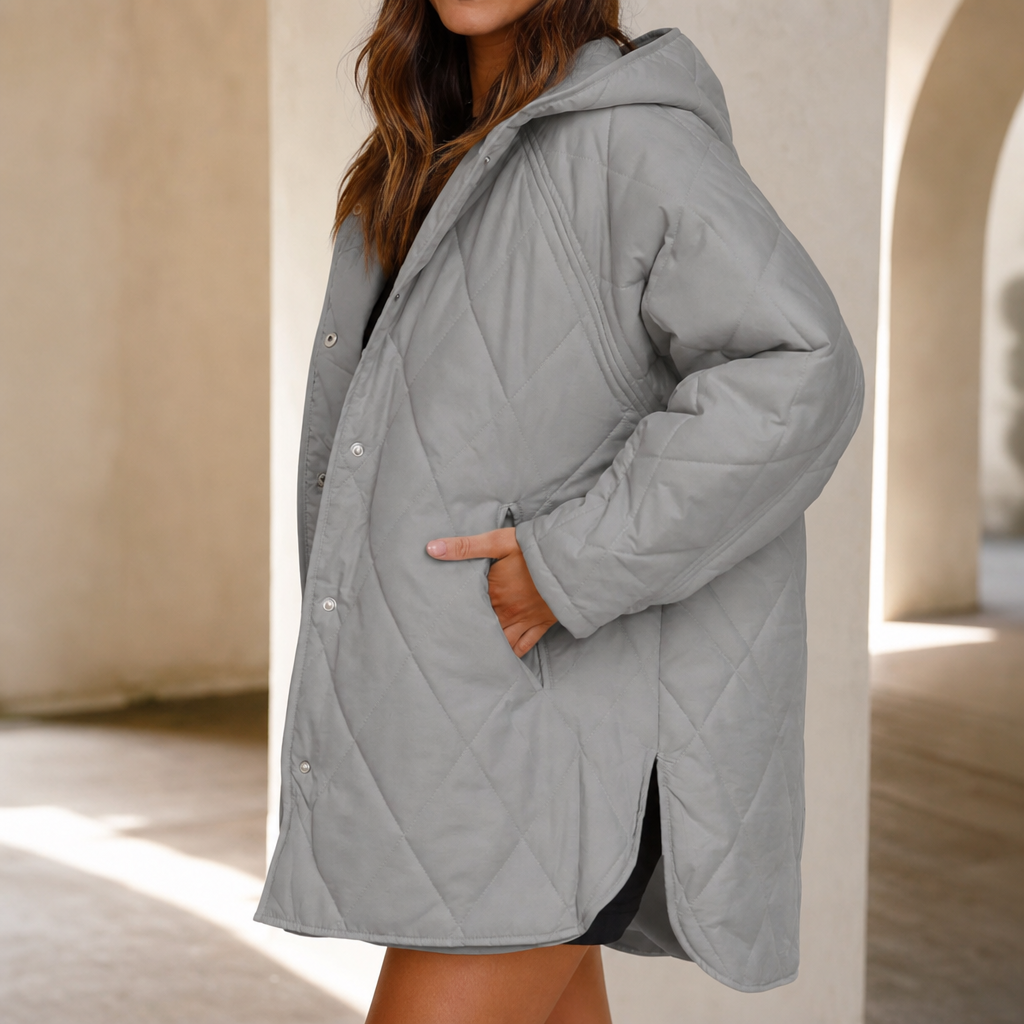 Wearbella | Diamond Quilted Hooded Puffer Jacket – Stylish Warmth for Women