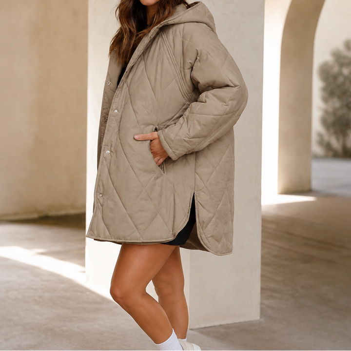 Wearbella | Diamond Quilted Hooded Puffer Jacket – Stylish Warmth for Women