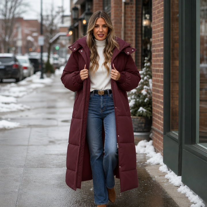 Wearbella | Long Hooded Puffer Coat – Stylish & Warm for Women