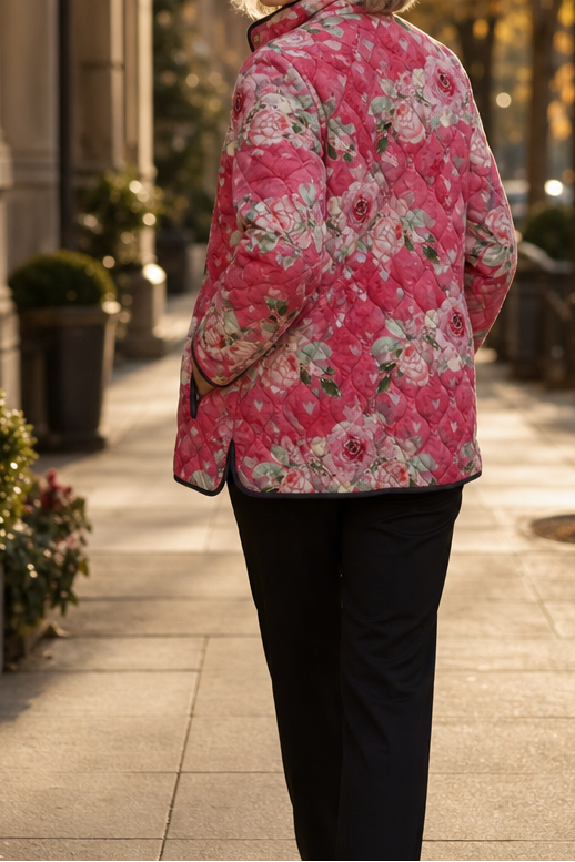Wearbella | Floral Print Quilted Puffer Jacket