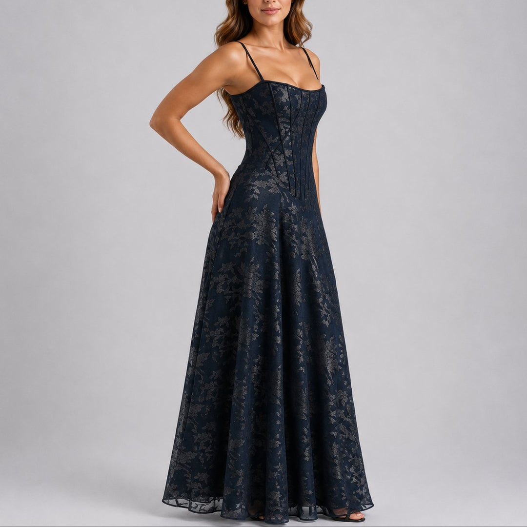 Emma | Bequemes florales Korsett-Maxikleid für eine Herbsthochzeit