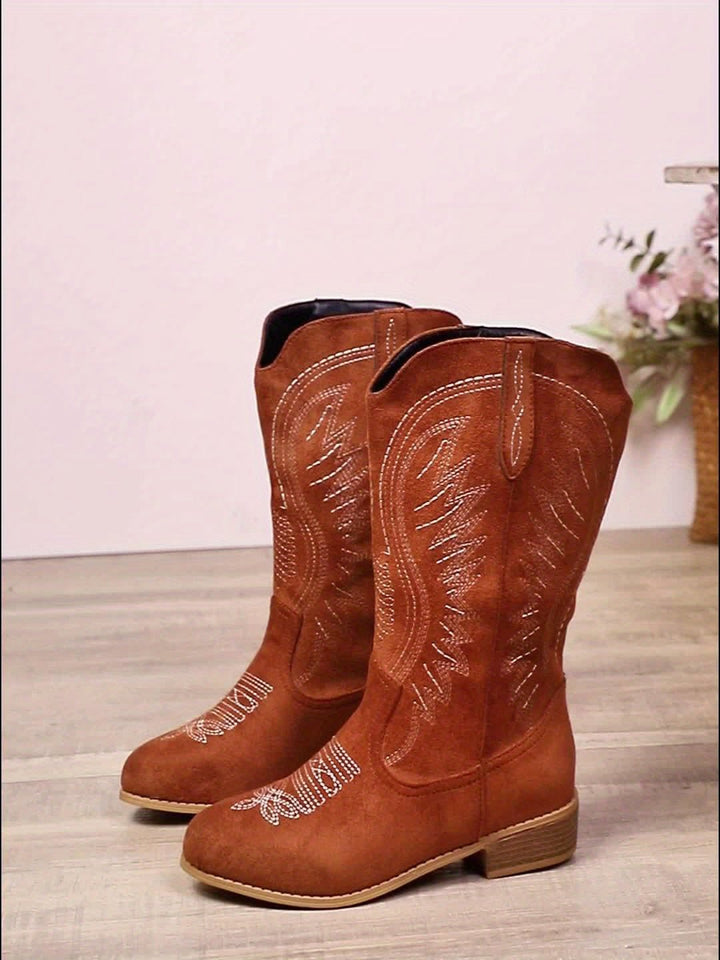 Camille | Bottes de cowboy western classiques à tige large et surpiqûres