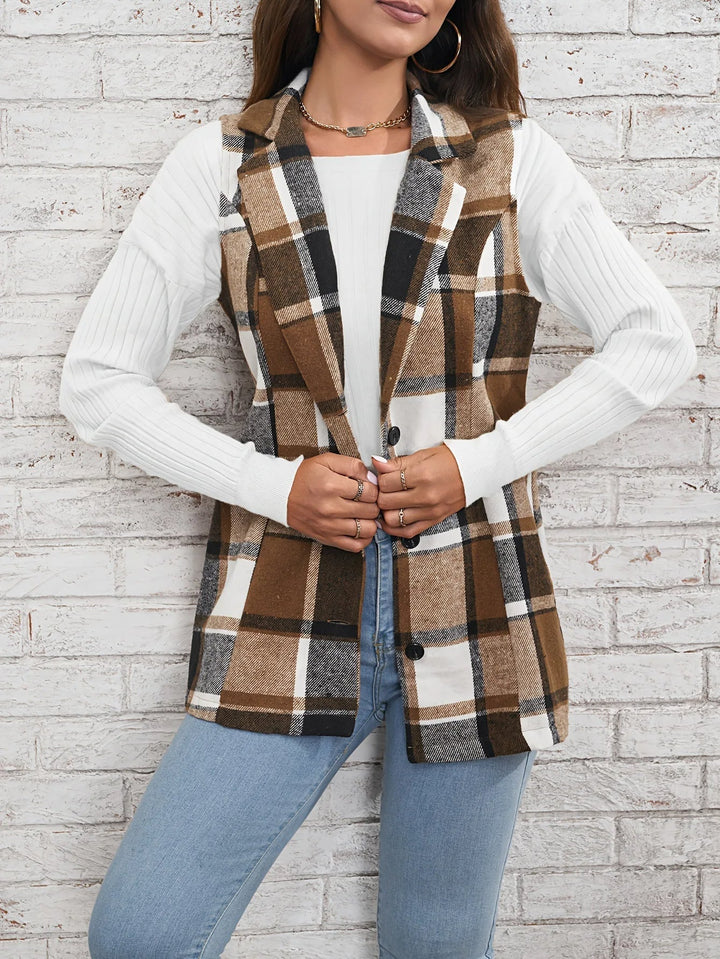 Christin | Gilet elegante e senza tempo a quadri, lungo